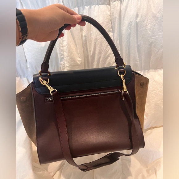 Celine trapeze medium, suede, olive black and brown - Picture 4 of 10